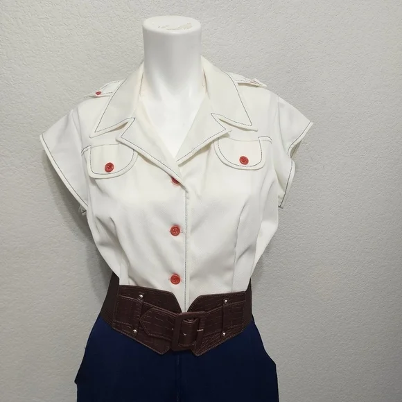 Vintage Wiggle Worm Blue White Jumpsuit Size 13 - Picture 12 of 12